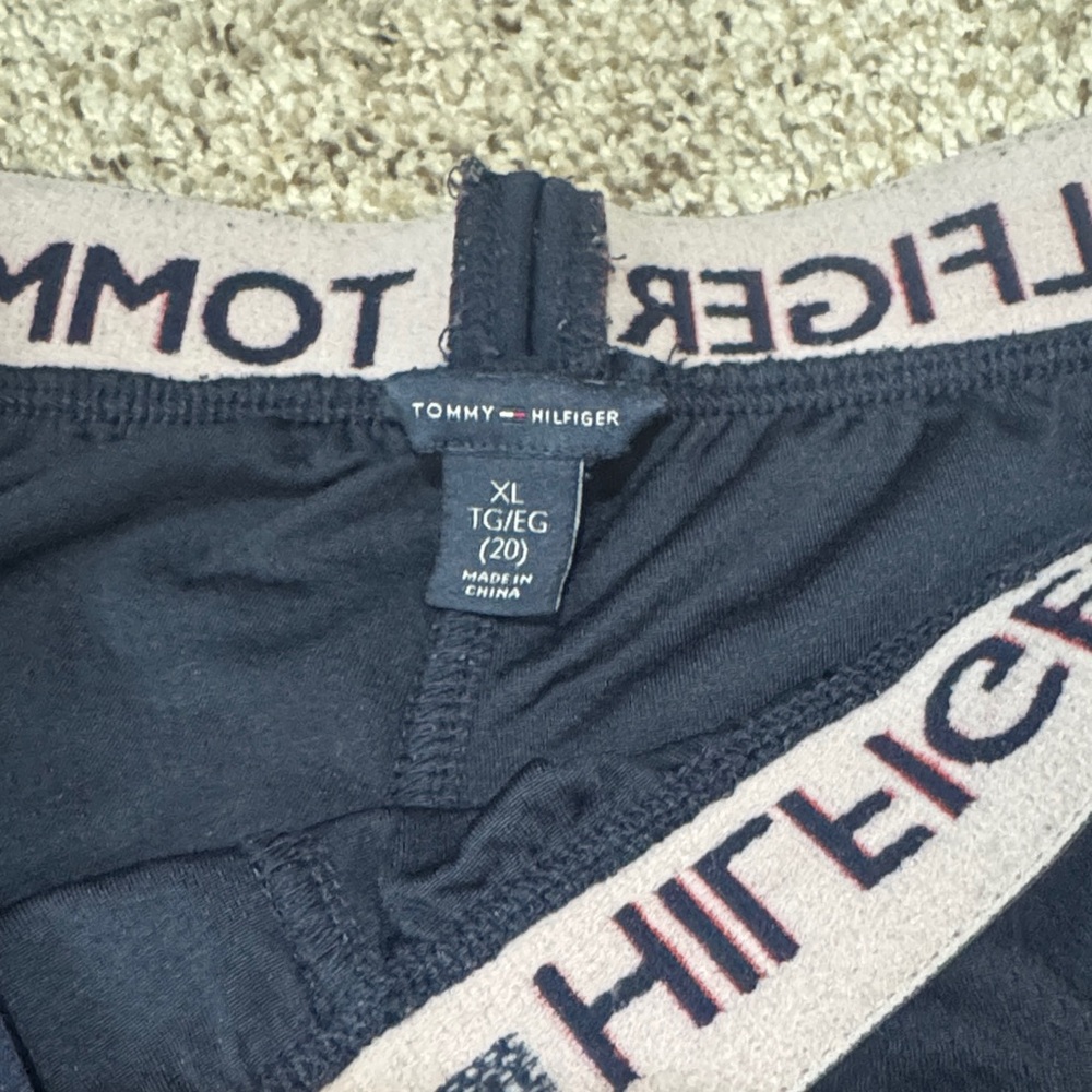 Tommy Hilfiger Men's Athletic Shorts in Navy with Red and White Stripes - Picture 2 of 9